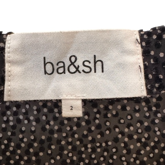 ba&sh Celia Velvet Dot 3/4-Sleeve Ruffle Cocktail Dress in Black Size M - Picture 5 of 14